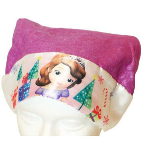 Vintage Disney Cap Sofia The First Purple 15.5" Santa Hat Christmas Casual 2015